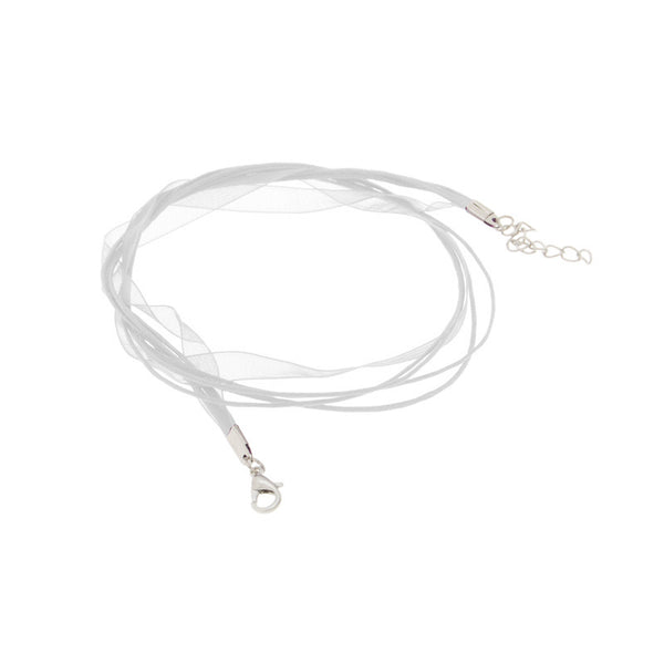 Organza Ribbon Cord Necklace White and Match 18" with 1.5" Extender, bottlecap, scrabble tile jewelry