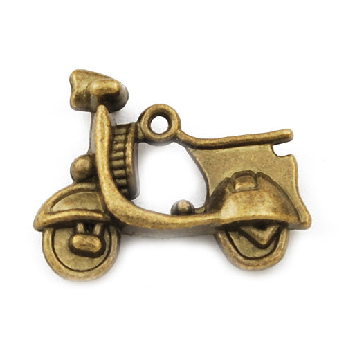 23*18*7mm Vintage antique bronze Zinc alloy Charms,3D lady motor bicycle,sold 100 pcs per pkg