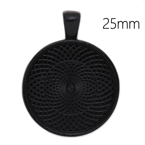 25MM(1inch) Black Round Pendant tray,zinc Alloy filled,20pcs/lot