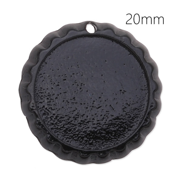 20mm Black Round Flattened Bottle Caps,zinc alloy filled,20pcs/lot