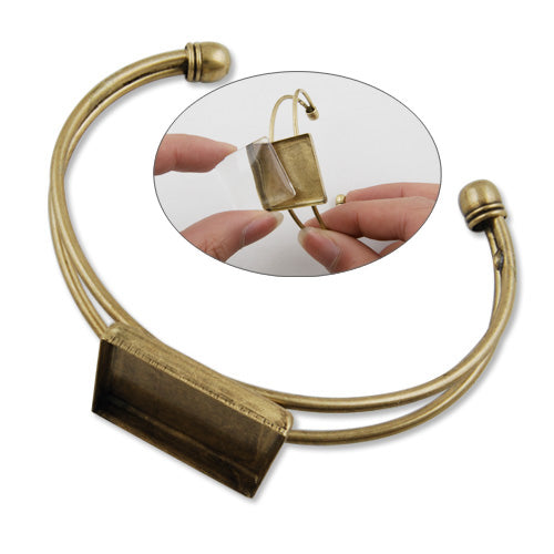 Bracelet With 25*25MM Square Setting,Cuff,Adjustable,Antique Bronze Plated Brass,Lead Free And Nickel Free,Sold 10PCS Per Lot