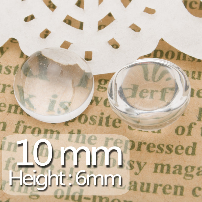 10MM Round Flat Back clear Crystal glass Cabochon,Height:6mm,100 pcs/lot,Top quality