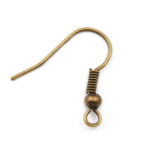 Metal Antique bronze Earwire with Ball and Coil Earring Fishhook,18MM,Sold per 500 pcs per pkg
