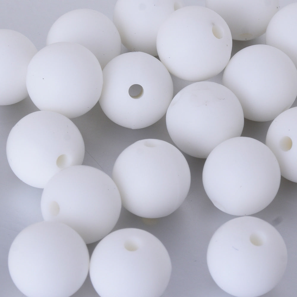 10mm Bulk Round Silicone Beads Food grade silicone sensory beads Baby Shower Gift Silicone Loose Beads white 20pcs