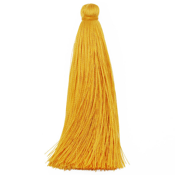 8cm Gold Yellow Silky Tassels,Korea Handmade Long Jewelry Tassels,Quality Necklace Tassels, 20pcs/lot