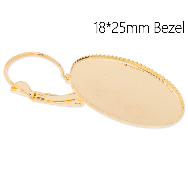 Brass French Lever Back with 18x25mm oval bezel,Earrings Blank,gold plated,50pcs/lot
