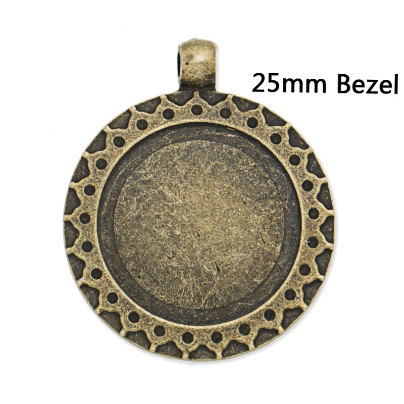 25mm Antique Bronze Zinc Alloy Cameo Cabochon Base Setting Pendants,sold 10pcs per pkg