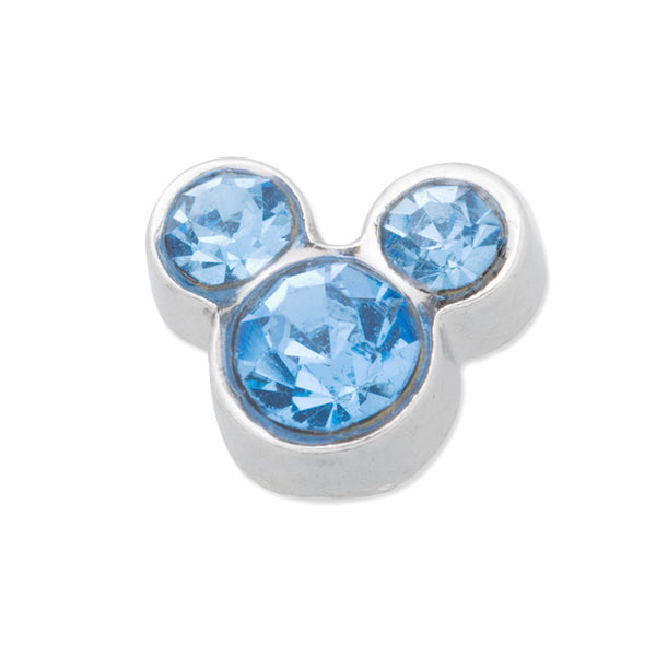 8x6mm Floating charm birthstone - Mickey Mouse ears for memory living locket,light blue 10 PCS