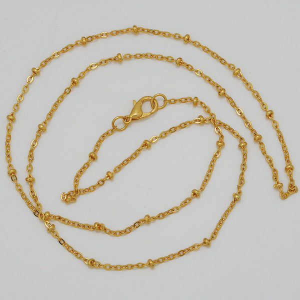 24＂2mm Brass Finish Chain Completed Chain with Lobster Clasp Wholesale chain 18K Gold 20Pcs