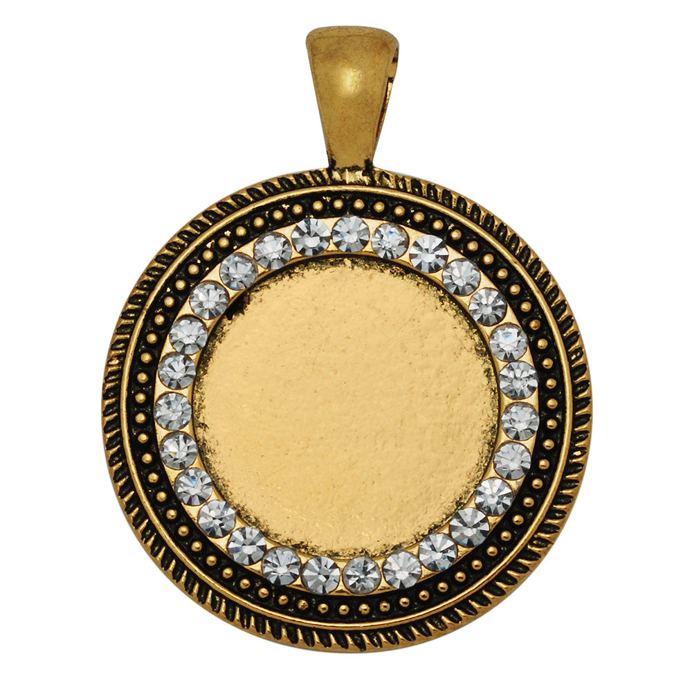 20mm Jewelry Round Cameo Pendant Trays Striped Edges Rhinestone Antique Gold Pendant Setting Blank,Sold 10pcs/lot