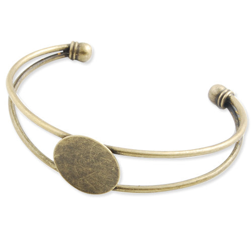Bracelet With 20 MM Round Setting,Cuff,Adjustable,Antique Brozen Plated Brass,Lead Free And Nickel Free,Sold 10PCS Per Lot
