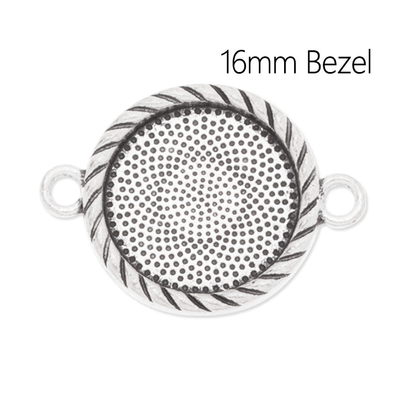 Bracelet Connector with 16mm Round Bezel,Zinc Alloy filled,Antique Silver plated,20pcs/lot