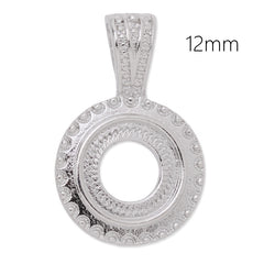 12mm Round Imitation Rhodium Plated Rope Style Cabochon Cab Pendant Setting,20pcs/lot