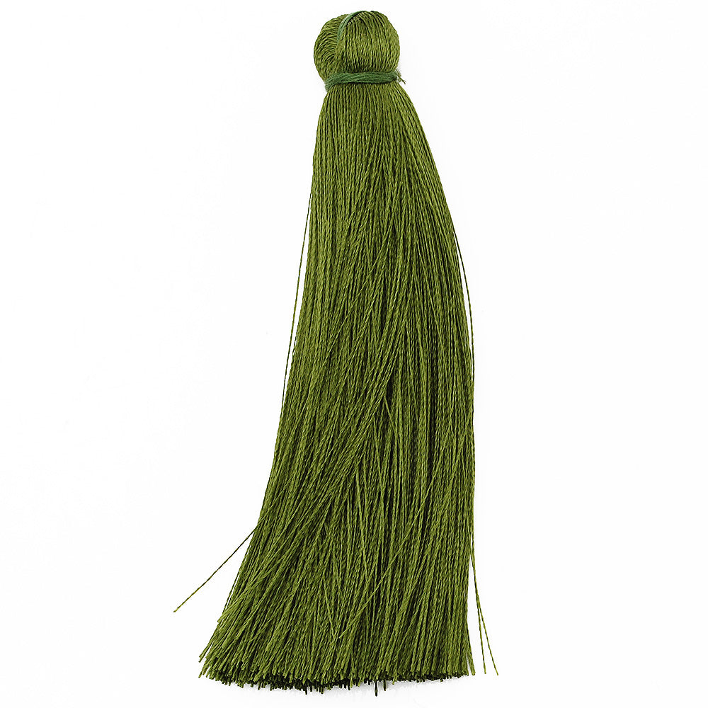 8cm Silky Tassels,Korea Handmade Long Jewelry Tassels,Pea Green Fashion Mala Necklace Tassels, 20pcs/lot