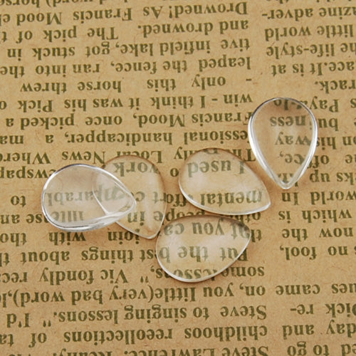 10*14MM Teardrop Flat Back Clear Crystal Glass Cabochon,4MM Thick,Top Quality,Sold 200PCS Per Package