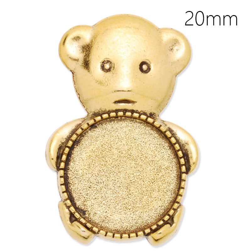20mm anqitue gold plated brooch blank,brooch bezel,bear,zinc alloy,lead and nickle free,sold by 10pcs/lot