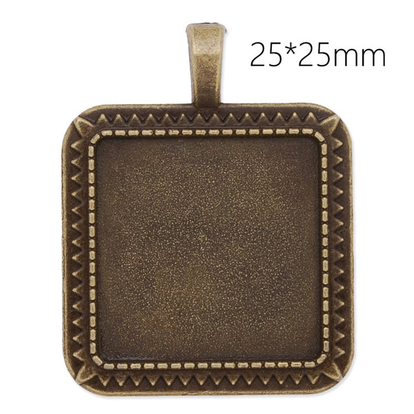 25mm Square Pendant tray,zinc alloy filled ,antique Bronze plated,20pcs/lot