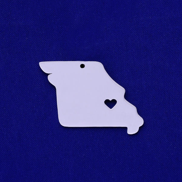 1 pcs about 30x20mm silver Stainless Steel map pendant Stamping blank Jewelry supplies Missouri-MO 18 Gauges