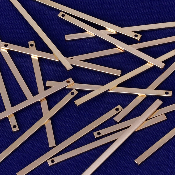 About 40.3*2.1*1MM tibetara® Brass Personalized Bars hand stamping blanks tags findings hole 1.2mm plated kc gold 20pcs