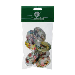 30*40mm Oval transparent pattern glass cabochons with mixed Magic Fairy,flat back,thickness 8mm, 10 pieces/lot