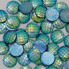 12mm Deep Blue Resin Cabochon Cameo Round Jewelry Fish Scale Cabochon,Thickness 2.5mm,50pcs/lot