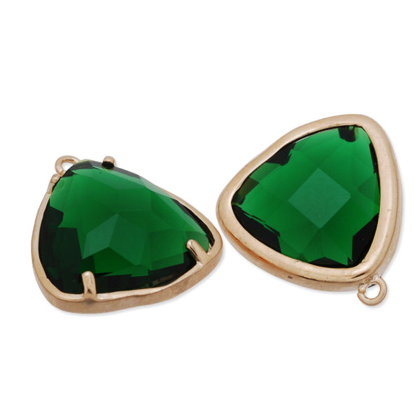 15x15mm matt gold plated framed glass,Faceted glass,emerald,connectors,gemstone bezel,Sold 5pcs/lot