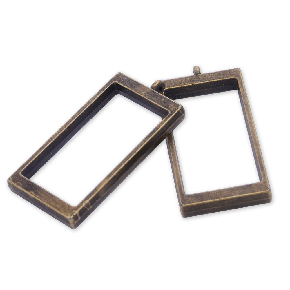 10 Antique bronze Metal Rectangular frame 40.4*21.5*4mm bezel open back pendant  Zinc alloy accessories pendant trays Resin Setting Blanks