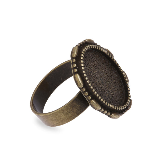 5 pcs Antique Bronze Ring Base with 13x18mm Oval Setting ,Brass Rings Base,Ring diameter 18 mm