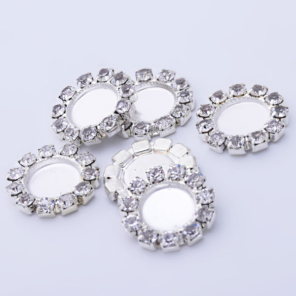 10 Silver Round Inner Size 8mm Claw Chain Base Jewelry accessories Metal Flatback Buttons Gemstone Bezel Pendant Tray Hair Accessories