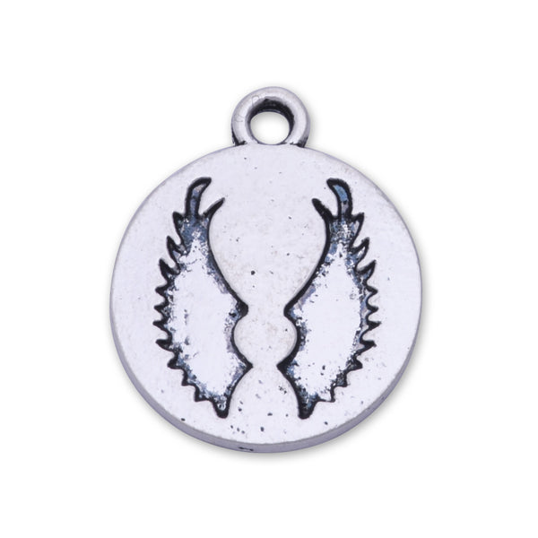 20 Antique Silver 16mm Round Angel wings Charm Pendants Angel Wings Small Tag Jewelry Making Findings Simple Gift