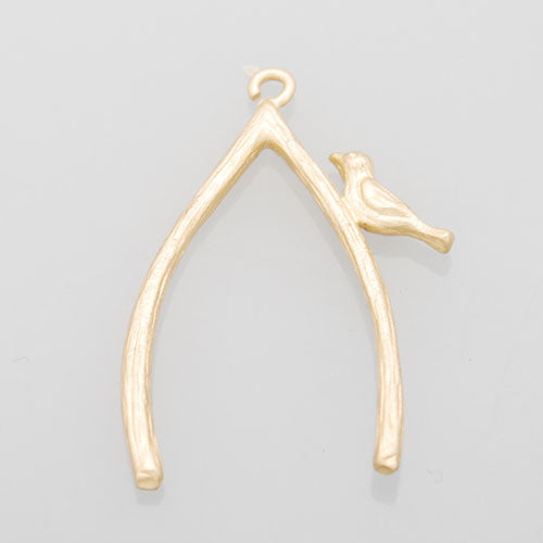 2013-2014 Fashion 21*29MM  lovely modern charms,Wishbone with a little bird,Matte Gold,suit for necklace/bracelet/earring ect,sold 10pcs per pkg