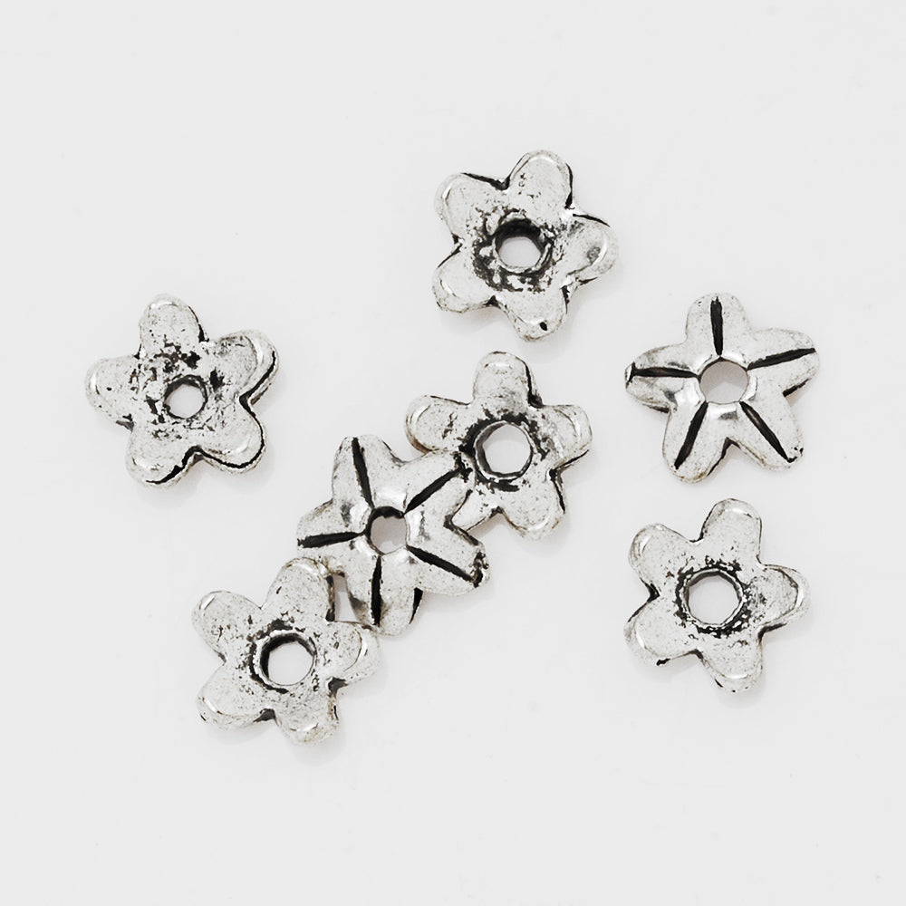 9mm Antique Silver Vintage Flower Bead Caps,Diy Jewelry Findings,Charm End Caps,sold 50pcs/lot