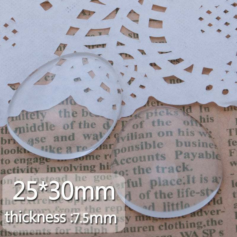 25x30mm Egg flat back clear glass cabochon,Thickness about 7.5mm,20PCS/lot