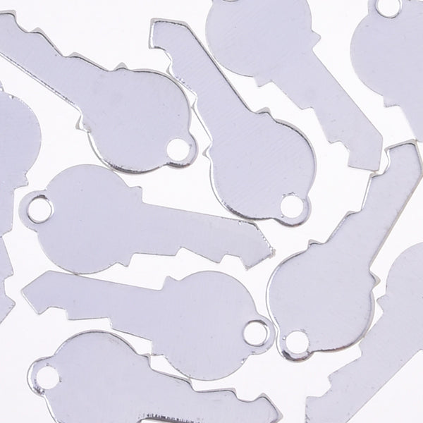 Brass Electroplate Pendant key stamping Blanks mini Key Charm Pendant Charms Jewelry Findings Supplies Silver about 16*7mm 20pcs