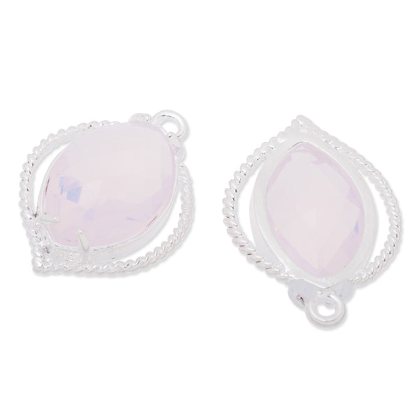 14x19mm framed glass,metal framed glass,Faceted glass,rose water opal,connectors,gemstone bezel,Sold 5pcs/lot