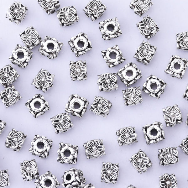 5mm Square Flower Spacer Beads Loose Spacer Beads Fit Charm Bracelet  50pcs