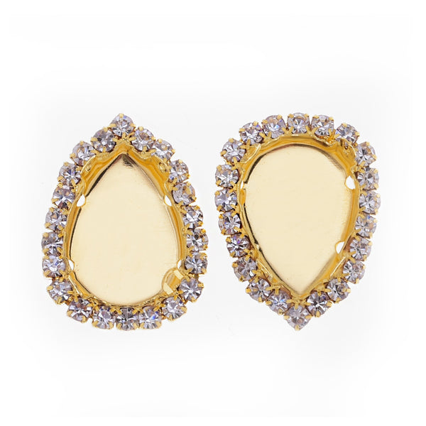 Rhinestones with claw setting hand sewing clothes fit 10*14mm Teardrop Shape Gemstone gold 20pcs 10178804