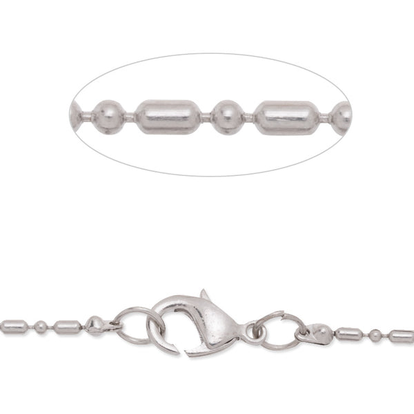 18 inch long necklace Bamboo chain for pendant,1.5x3mm link size,Lobster Clasp end,Brass chain,Nickel plated,20pcs/lot