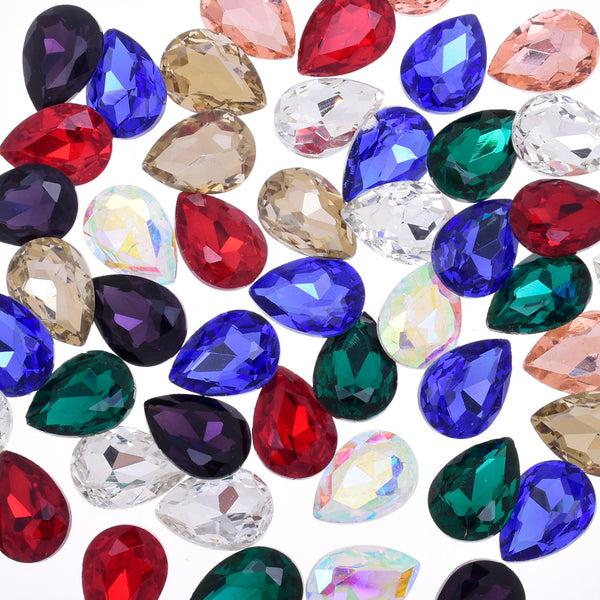 10x14mm Teardrop crystal Pointed Back Rhinestones Glass Crystal dress jewellery making shoes mixed 50pcs 10184158