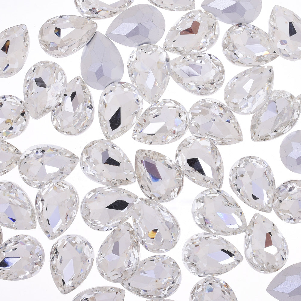 10x14mm Teardrop crystal Pointed Back Rhinestones Glass Crystal dress jewellery making shoes clear 50pcs 10184150