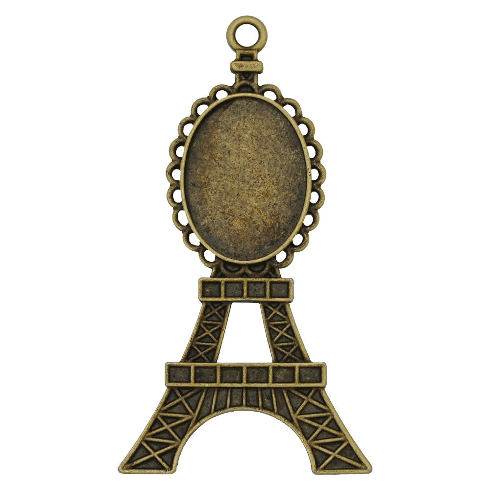18*25mm Jewelry Oval Pendant Trays,Antique Bronze Cameo Pendant Setting Blanks,Eiffel Tower Shape,sold 10pcs/lot