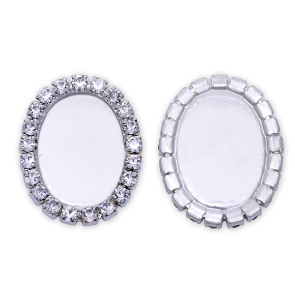 10 Silver Oval Inner Size 13*18mm Claw Chain Base Jewelry accessories Metal Flatback Buttons Gemstone Bezel Pendant Tray Hair Accessories