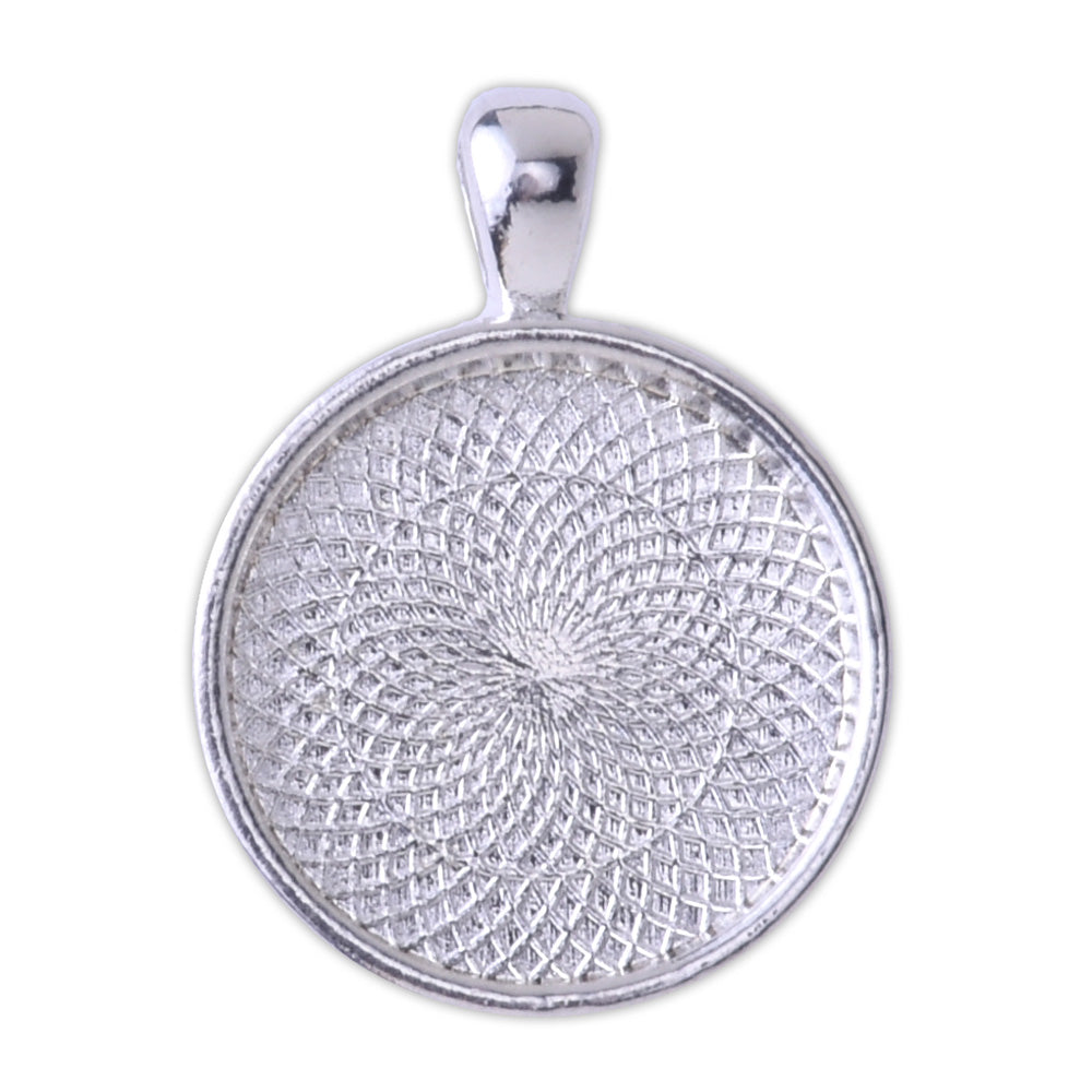 20mm Silver Round Cameo Cabochon Bezel  Base Setting Pendants Mini pendant trays 20pcs