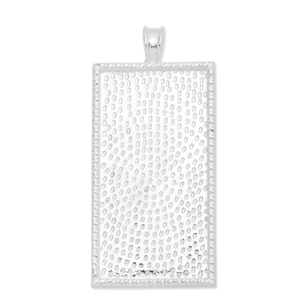 25x50mm Rectangle Pendant Trays,Zinc Alloy filled,shine silver plated,20pcs/lot