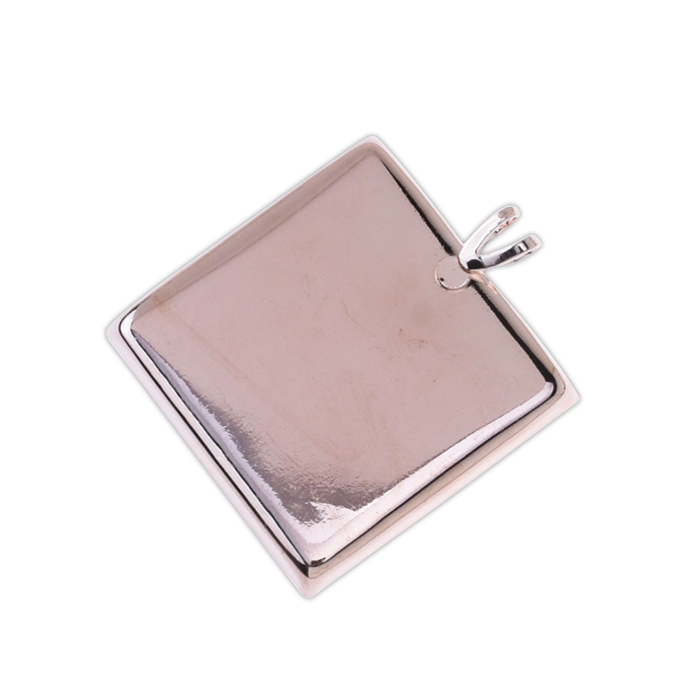 10 pieces Rose Gold Square Pendant Tray, Cabochon Bezel Setting,Cabochon Tray 1 inch 25mm Square Pendant Blanks Diy Photo Jewelry Making