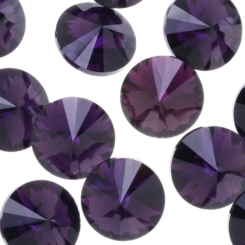 16mm High Quality Glass Rhinestones Round Jewelry Stones Satellite stone Pointed Back  dark purple 50pcs 10182055