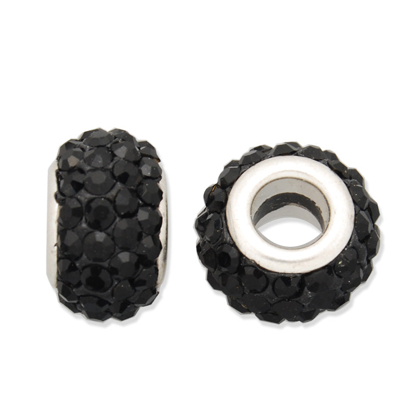 8*13MM Black Pave Crystal Beads,Brass Base,Hole Size about4.0MM,Sold  5PCS Per Package