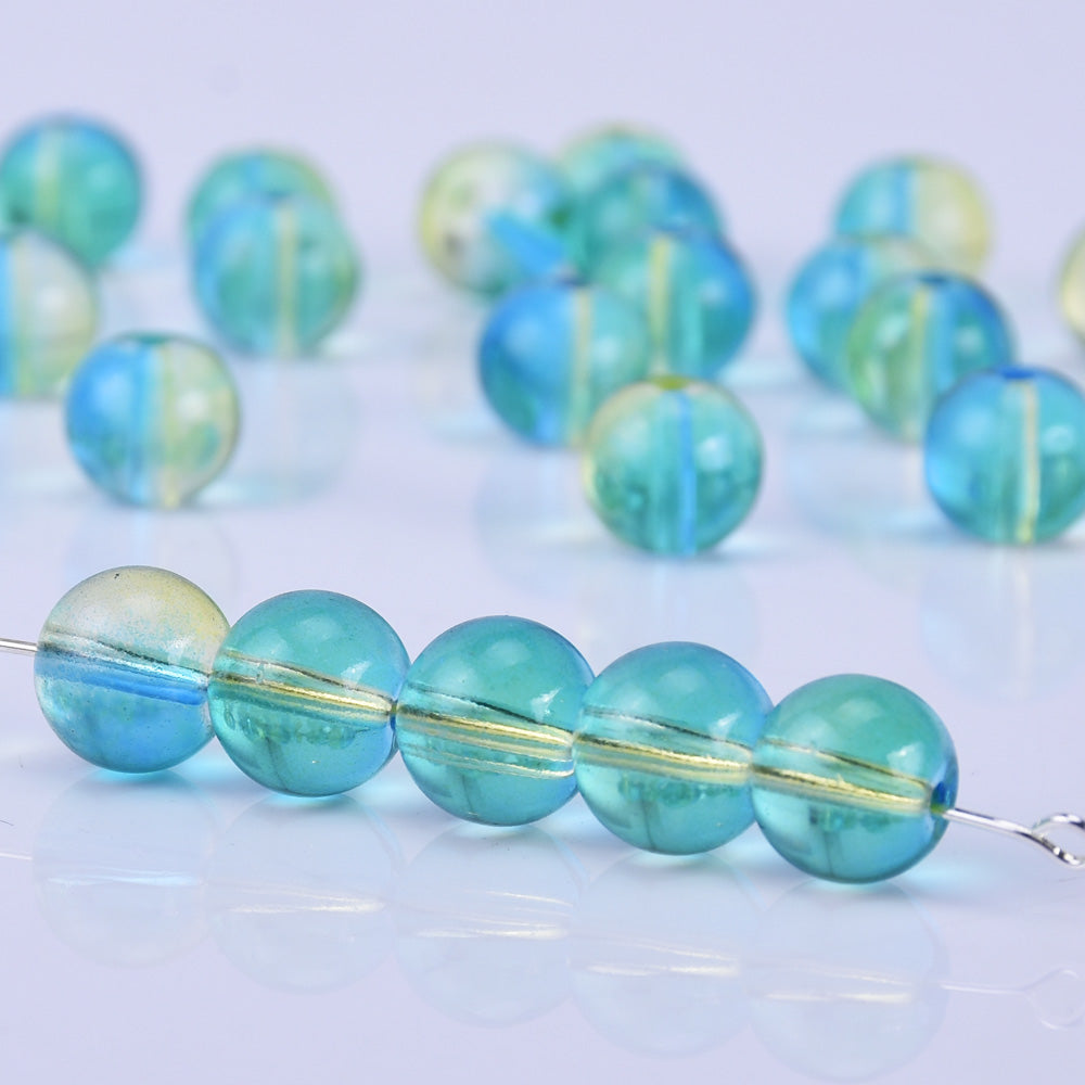 10mm Czech glass round Beads Glass Ball Beads Seed Beads jewelry beads jewelry supply light blue 50pcs