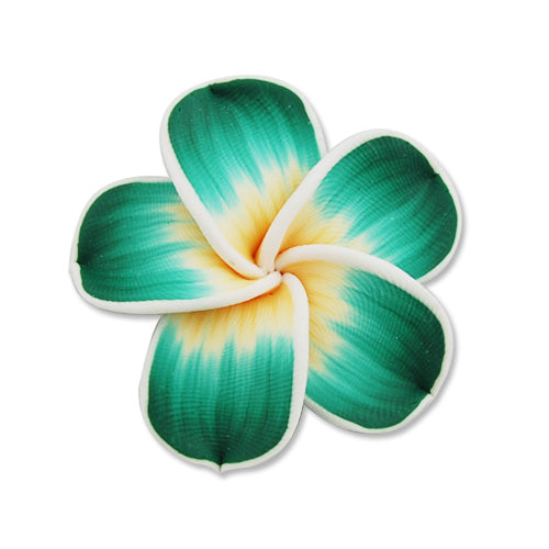 40MM HandMade And Flat Back Polymer Clay Flower Beads,Deep Green,Side Drilled Hole Size 2.5MM,Lead Free,Sold 50 PCS Per Package