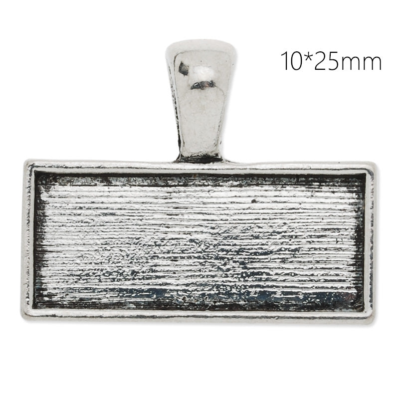 10x25mm antique silver plated lateral rectangle cabochon base setting pendant,pendant bezel, 20 pieces/lot